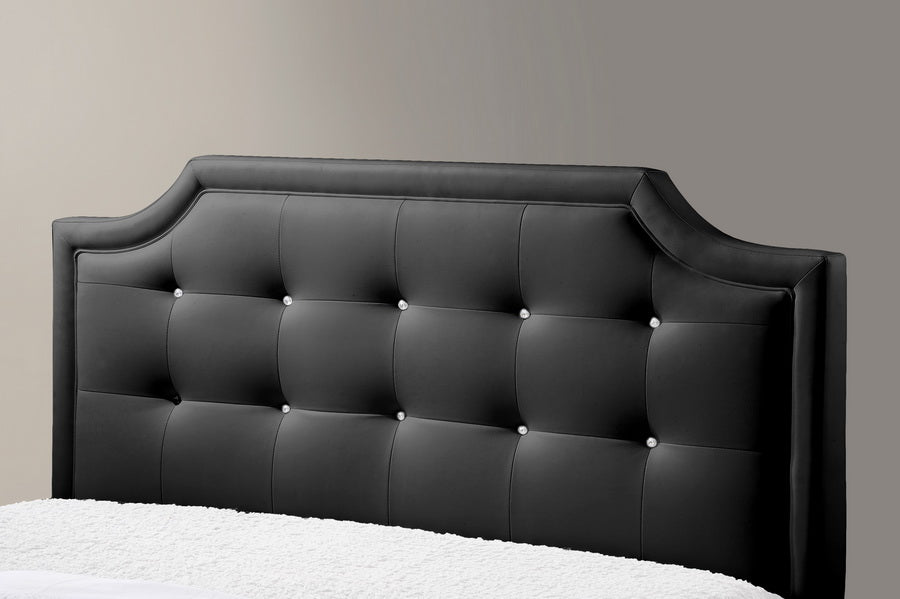 Carlotta Black Modern Bed with Upholstered Headboard King Size