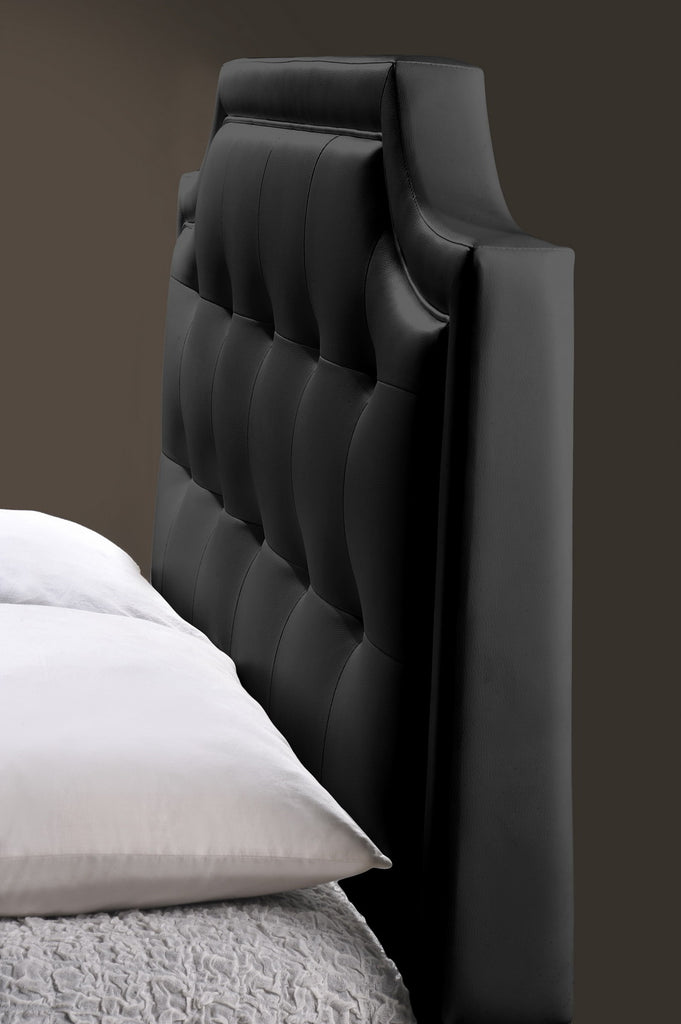 Carlotta Black Modern Bed with Upholstered Headboard King Size