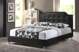 Carlotta Black Modern Bed with Upholstered Headboard - Queen Size
