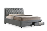 Baxton Studio Ainge Contemporary Button-Tufted Grey Fabric Upholstered Storage King-Size Bed with 2-drawer