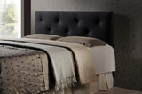 Dalini Modern and Contemporary Queen Black Faux Leather Headboard with Faux Crystal Buttons