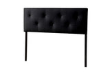 Dalini Modern and Contemporary King Black Faux Leather Headboard with Faux Crystal Buttons