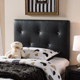 Baxton Studio Kirchem Modern and Contemporary Black Faux Leather Upholstered Twin Size Headboard 