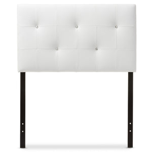 Baxton Studio Kirchem Modern and Contemporary White Faux Leather Upholstered Twin Size Headboard 