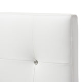 Baxton Studio Kirchem Modern and Contemporary White Faux Leather Upholstered Twin Size Headboard 