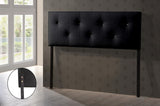 Baxton Studio Dalini Modern and Contemporary Queen Black Faux Leather Headboard with Faux Crystal Buttons