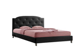 Baxton Studio Canterbury Black Leather Contemporary Queen-Size Bed