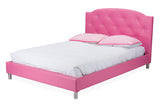 Baxton Studio Canterbury Pink Leather Contemporary Full-Size Bed