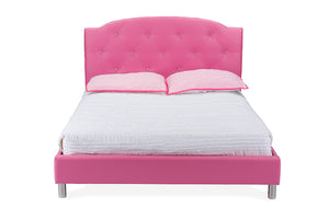 Baxton Studio Canterbury Modern and Contemporary Hot Pink Faux Leather Queen Size Platform Bed