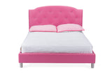 Canterbury Modern and Contemporary Hot Pink Faux Leather Queen Size Platform Bed