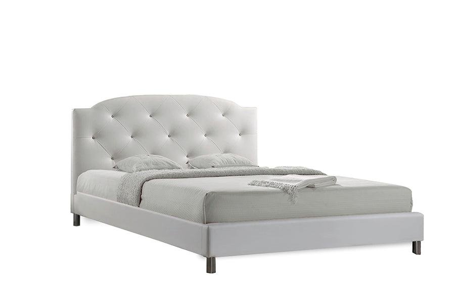 Baxton Studio Canterbury White Leather Contemporary Full-Size Bed
