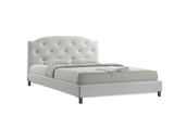 Baxton Studio Canterbury White Leather Contemporary Queen-Size Bed