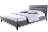 Hillary Modern and Contemporary Queen Size Grey Fabric Upholstered Platform Base Bed Frame