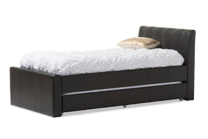 Baxton Studio Cosmo Modern and Contemporary Black Faux Leather Twin Size Trundle Bed