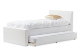 Baxton Studio Cosmo Modern and Contemporary White Faux Leather Twin Size Trundle Bed