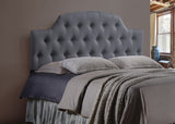 Baxton Studio Morris Modern and Contemporary Queen Size Grey Fabric Upholstered Button-tufted Scalloped Headboard