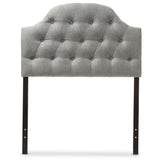 Baxton Studio Morris Modern and Contemporary Grey Fabric Upholstered Button-Tufted Scalloped Twin Size Headboard 