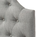 Baxton Studio Morris Modern and Contemporary Grey Fabric Upholstered Button-Tufted Scalloped Twin Size Headboard 