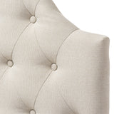 Baxton Studio Morris Modern and Contemporary Light Beige Fabric Upholstered Button-Tufted Scalloped Twin Size Headboard 