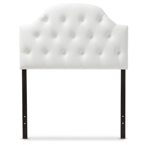 Baxton Studio Morris Modern and Contemporary White Faux Leather Upholstered Button-Tufted Scalloped Twin Size Headboard 