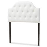 Baxton Studio Morris Modern and Contemporary White Faux Leather Upholstered Button-Tufted Scalloped Twin Size Headboard 