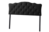 Baxton Studio Rita Modern and Contemporary Full Size Black Faux Leather Upholstered Button-tufted Scalloped Headboard