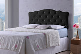 Baxton Studio Rita Modern and Contemporary Queen Size Black Faux Leather Upholstered Button-tufted Scalloped Headboard