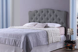 Baxton Studio Rita Modern and Contemporary Queen Size Grey Fabric Upholstered Button-tufted Scalloped Headboard