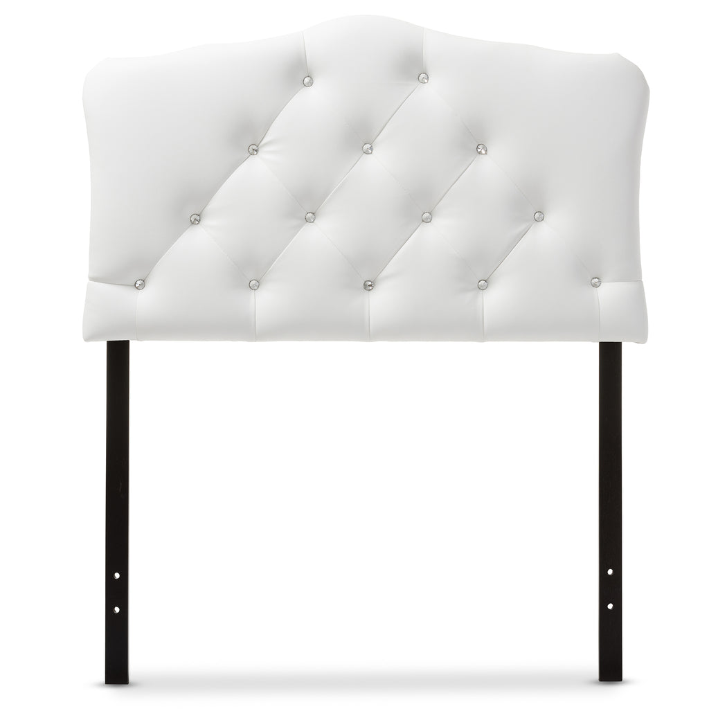 Rita Modern and Contemporary White Faux Leather Upholstered Button