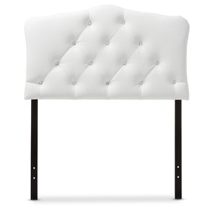 Baxton Studio Rita Modern and Contemporary White Faux Leather Upholstered Button-Tufted Scalloped Twin Size Headboard 