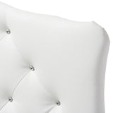 Baxton Studio Rita Modern and Contemporary White Faux Leather Upholstered Button-Tufted Scalloped Twin Size Headboard 