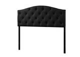 Baxton Studio Myra Modern and Contemporary Queen Size Black Faux Leather Upholstered Button-tufted Scalloped Headboard