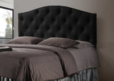 Baxton Studio Myra Modern and Contemporary Queen Size Black Faux Leather Upholstered Button-tufted Scalloped Headboard