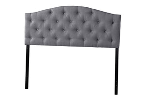 Baxton Studio Myra Modern and Contemporary Queen Size Grey Fabric Upholstered Button-tufted Scalloped Headboard