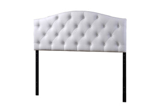 Baxton Studio Myra Modern and Contemporary Queen Size White Faux Leather Upholstered Button-tufted Scalloped Headboard