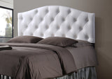 Baxton Studio Myra Modern and Contemporary Queen Size White Faux Leather Upholstered Button-tufted Scalloped Headboard