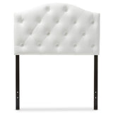 Baxton Studio Myra Modern and Contemporary White Faux Leather Upholstered Button-Tufted Scalloped Twin Size Headboard 