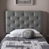Baxton Studio Viviana Modern and Contemporary Grey Fabric Upholstered Button-Tufted Twin Size Headboard 