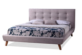 Baxton Studio Jonesy Scandinavian Style Mid-century Beige Fabric Upholstered Queen Size Platform Bed