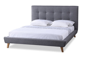 Baxton Studio Jonesy Scandinavian Style Mid-century Grey Fabric Upholstered Queen Size Platform Bed