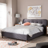 Baxton Studio Germaine Mid-Century Modern Dark Grey Fabric King Size Grid-Tufting Platform Bed