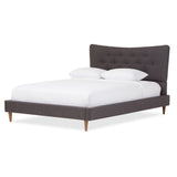 Hannah Mid-Century Modern Fabric King Size Platform Bed