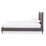 Baxton Studio Hannah Mid-Century Modern Dark Grey Fabric King Size Platform Bed