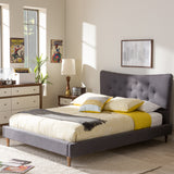 Baxton Studio Hannah Mid-Century Modern Dark Grey Fabric Queen Size Platform Bed