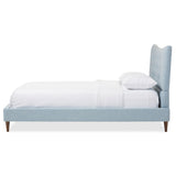 Baxton Studio Hannah Mid-Century Modern Sky Blue King Size Fabric Platform Bed