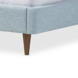 Baxton Studio Hannah Mid-Century Modern Sky Blue King Size Fabric Platform Bed