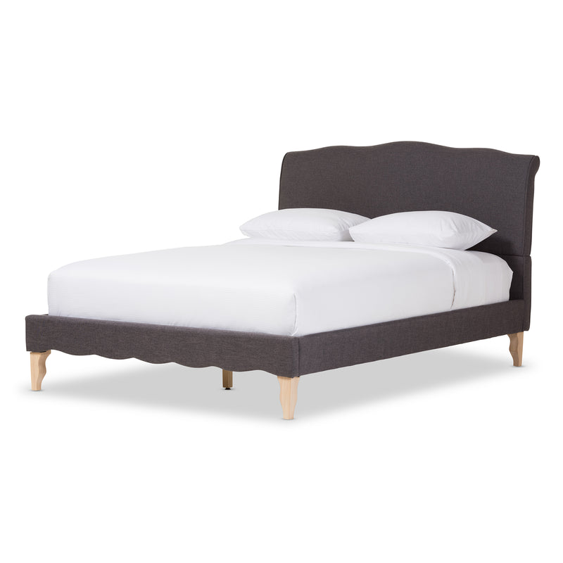 Fannie French Classic Modern Style Fabric Queen Size Platform Bed