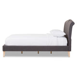 Baxton Studio Fannie French Classic Modern Style Dark Grey Polyester Fabric Full Size Platform Bed