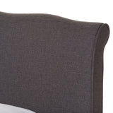 Baxton Studio Fannie French Classic Modern Style Dark Grey Polyester Fabric Full Size Platform Bed