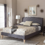 Baxton Studio Fannie French Classic Modern Style Dark Grey Polyester Fabric Queen Size Platform Bed